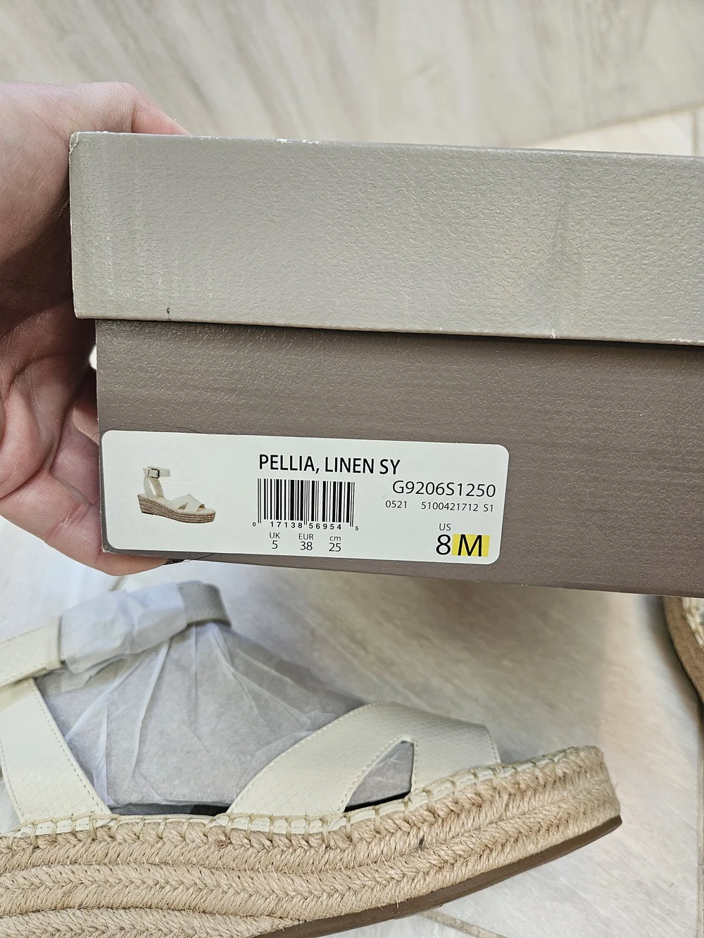 Franco Sarto Cream Espadrille Wedge Sandals with Ankle Strap Size 8...NW